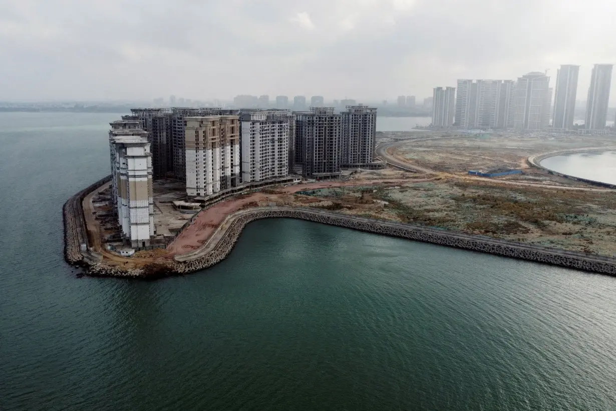 Buildings developed by China Evergrande Group on the man-made Ocean Flower Island in Danzhou