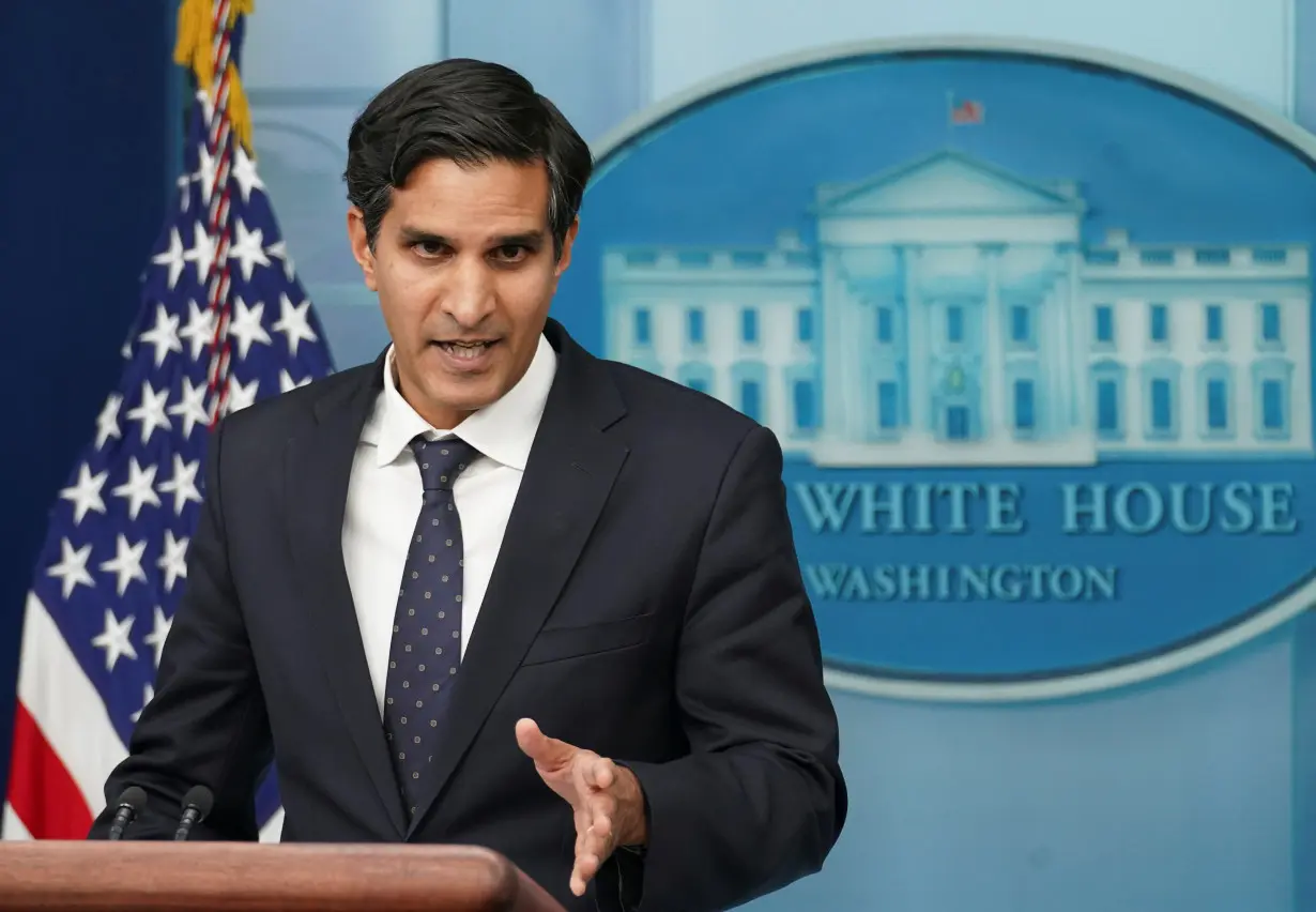 Cyber and economic advisors address a press briefing at the White House in Washington