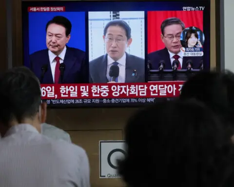 Leaders of South Korea, China and Japan will meet Monday for their first trilateral talks since 2019