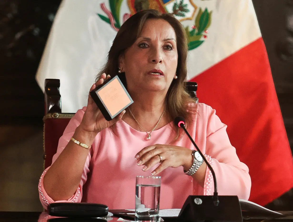 Peru's President Boluarte attends a press conference in Lima