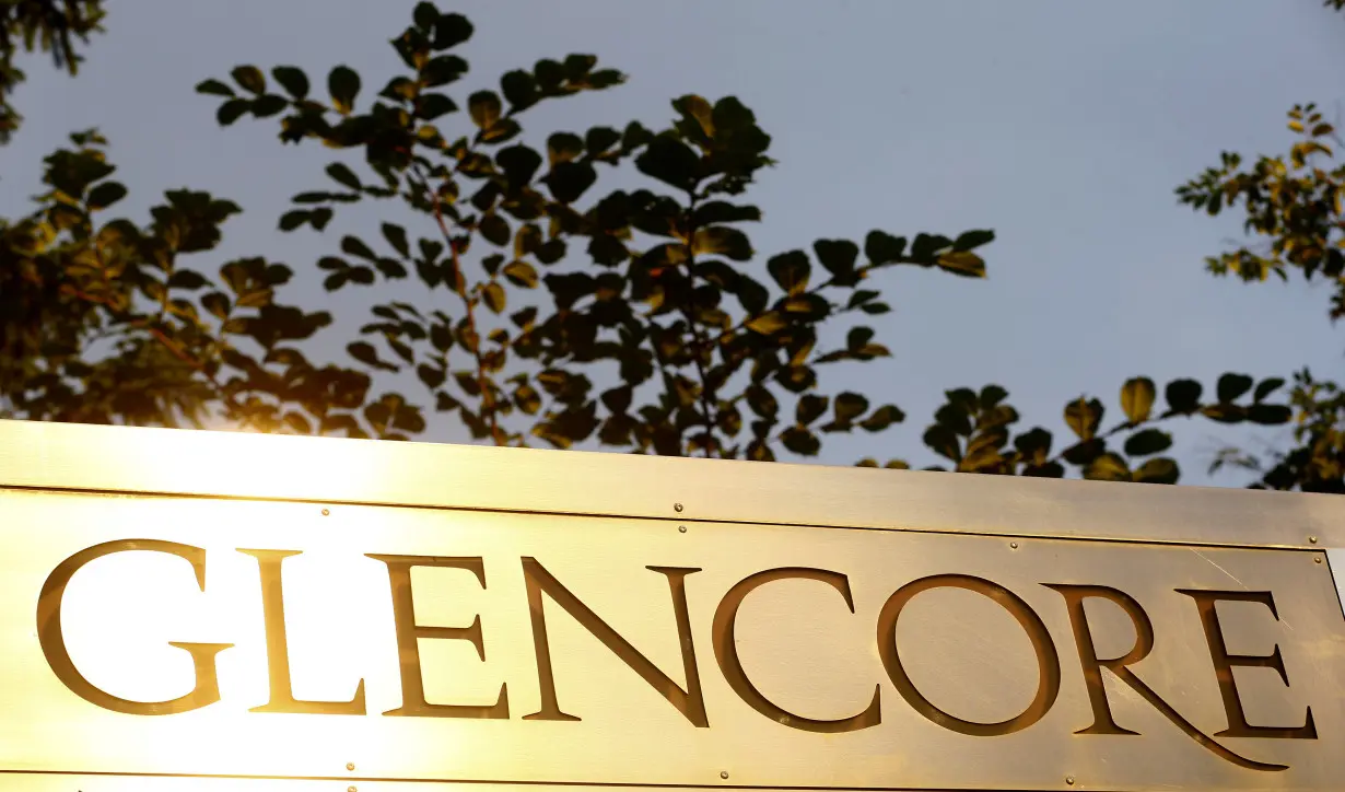 The logo of commodities trader Glencore is pictured in Baar