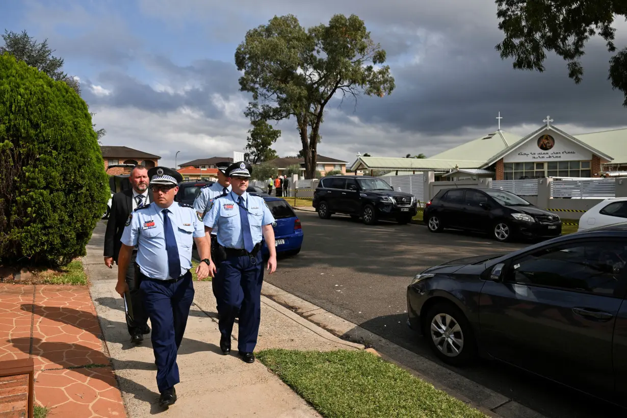 FILE PHOTO: Scenes outside Christ The Good Shepherd Church after a knife attack took place during a service on Monday night in Sydney