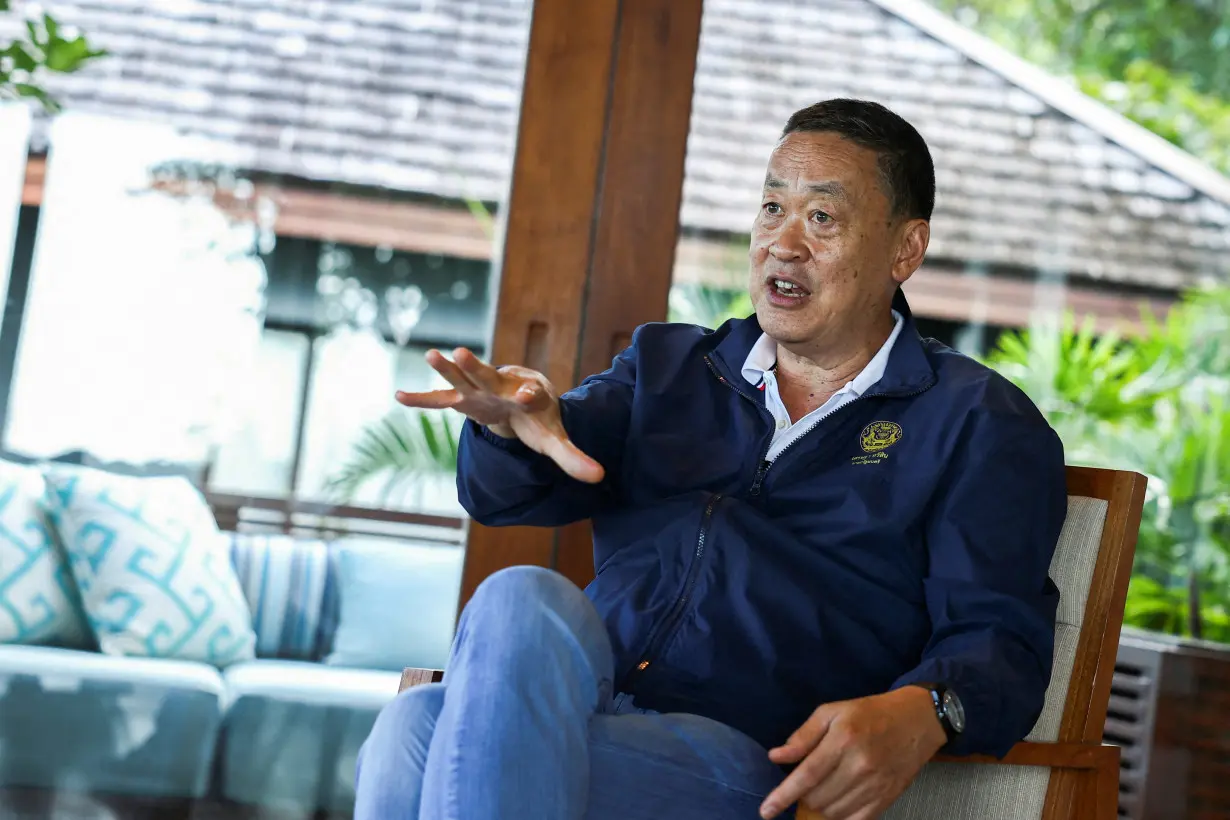 FILE PHOTO: Thailand's Prime Minister Srettha Thavisin speaks during an interview with Reuters in Koh Samui