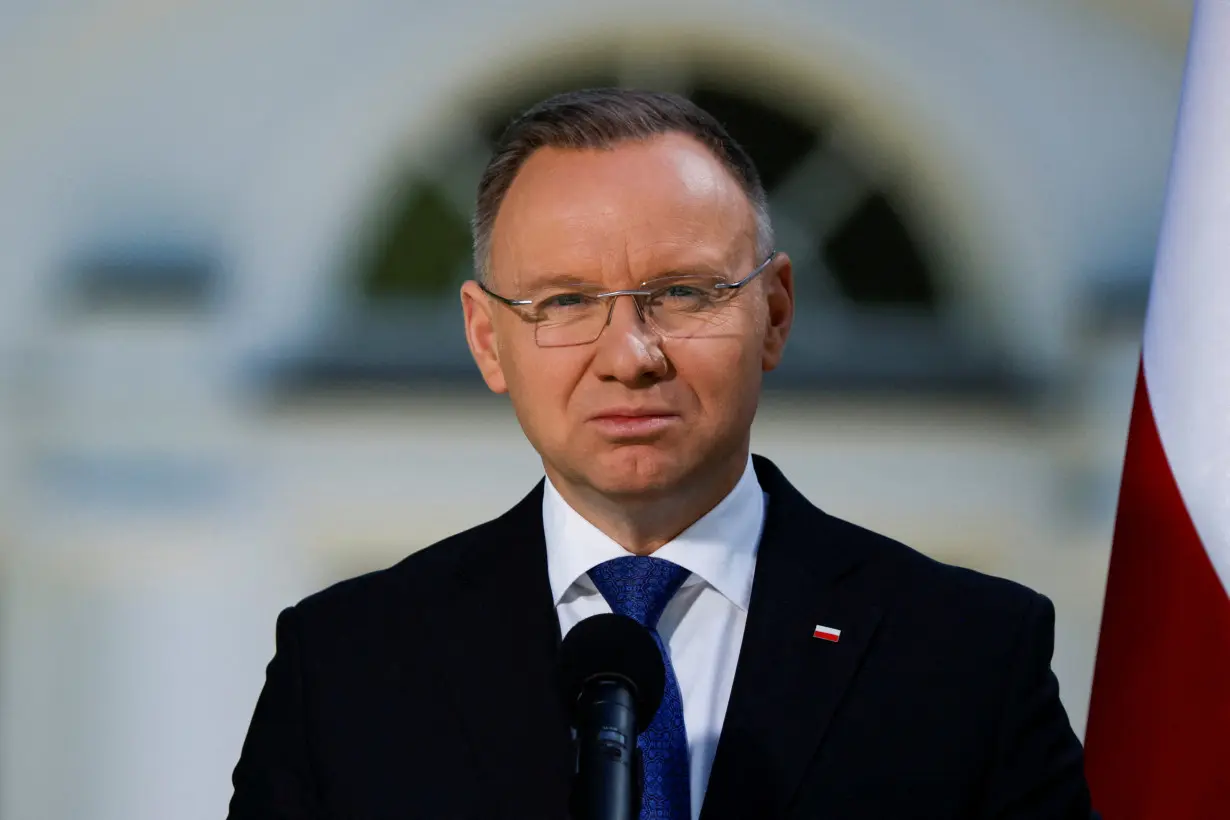 FILE PHOTO: Polish President Andrzej Duda gives anniversary statement