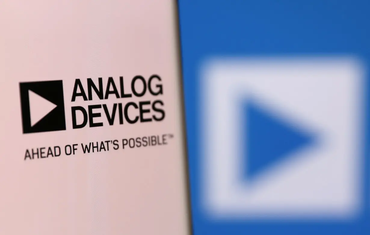 Illustration shows smartphone with Analog Devices' logo displayed