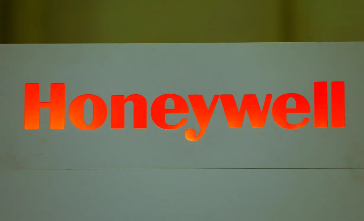 A logo of Honeywell is pictured on their booth during EBACE in Geneva