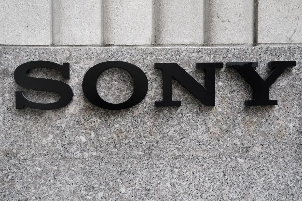 FILE PHOTO: The Sony logo is seen on a building in the Manhattan borough of New York City