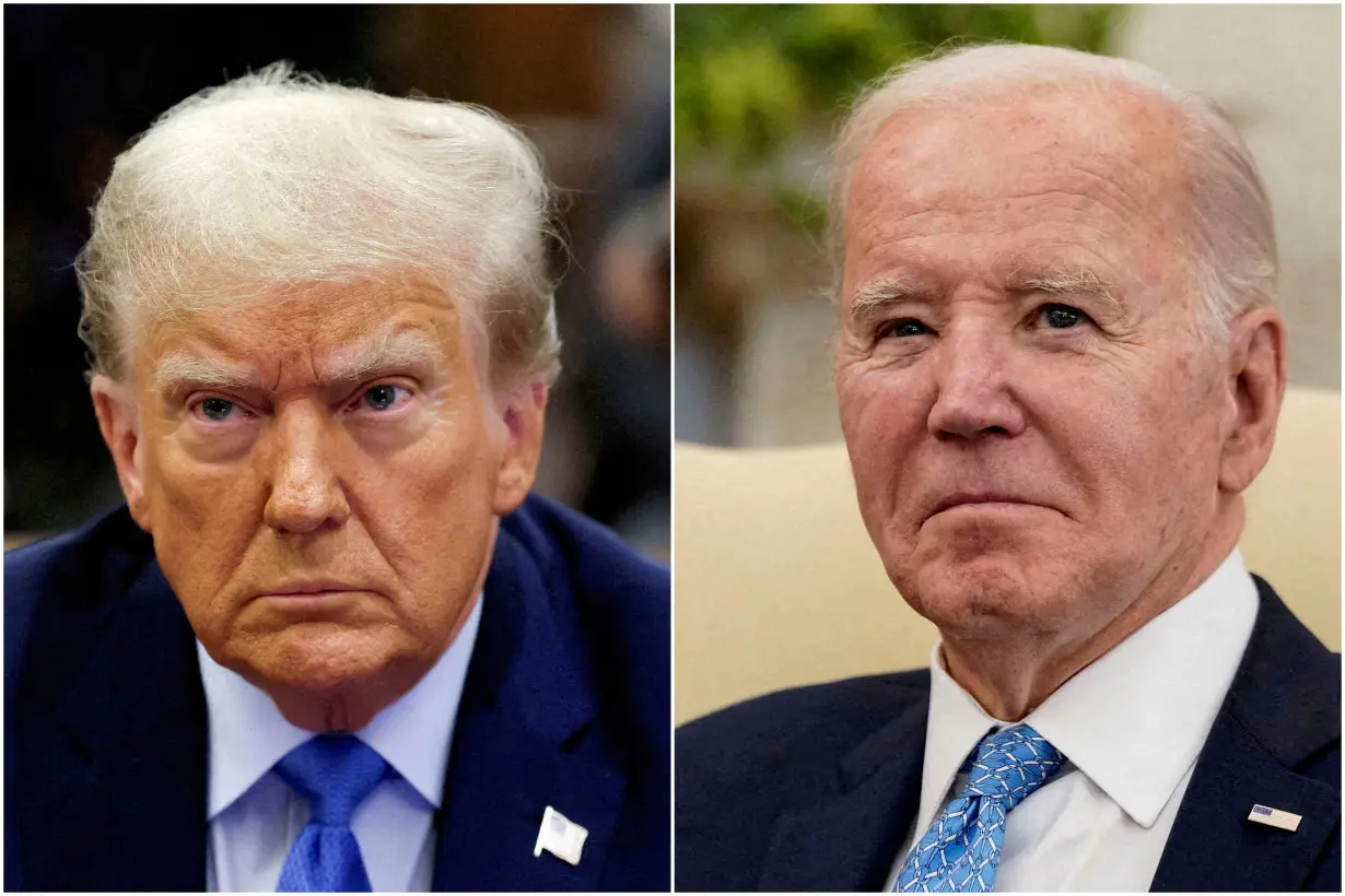 FILE PHOTO: Combination picture showing former U.S. President Donald Trump and U.S. President Joe Biden