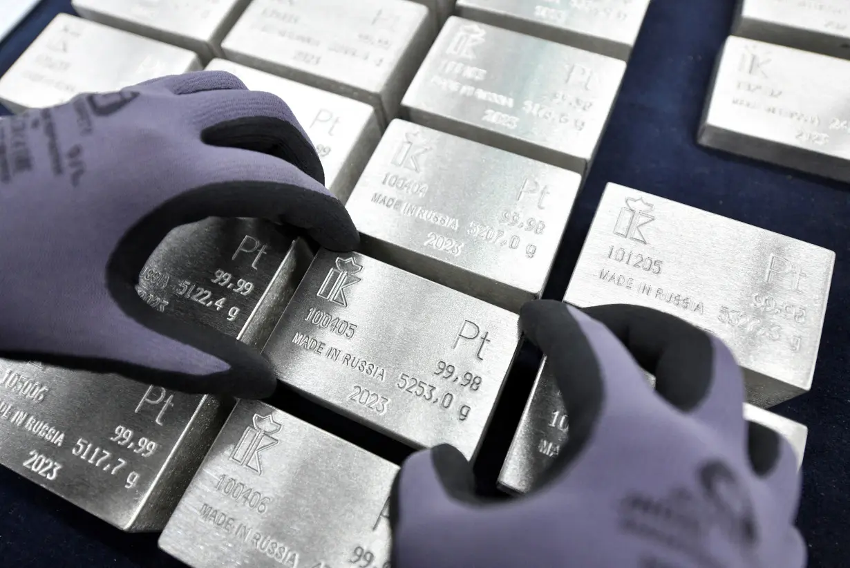 FILE PHOTO: Production of platinum at Krastsvetmet precious metals plant in Krasnoyarsk