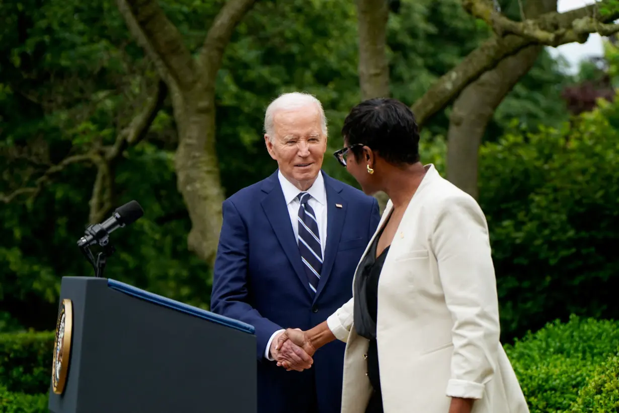 U.S. President Joe Biden speaks during an event regarding new tariffs targeting various Chinese exports, in Washington