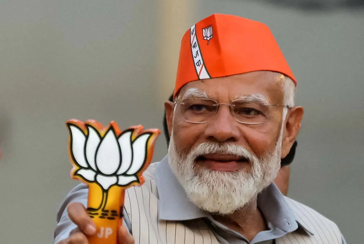 FILE PHOTO: India's PM Modi takes part in a roadshow, in Ghaziabad