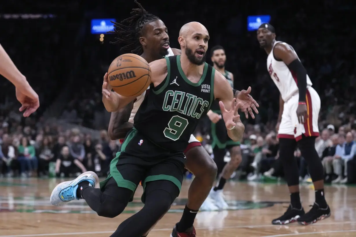 LA Post: Top-seeded Celtics roll over Heat and into second round. They'll play Cleveland or Orlando