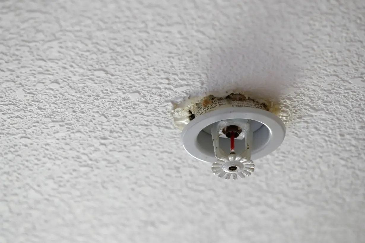 Fire sprinkler sticks out of the ceiling in a rental property owned by Invitation Homes in Esparto