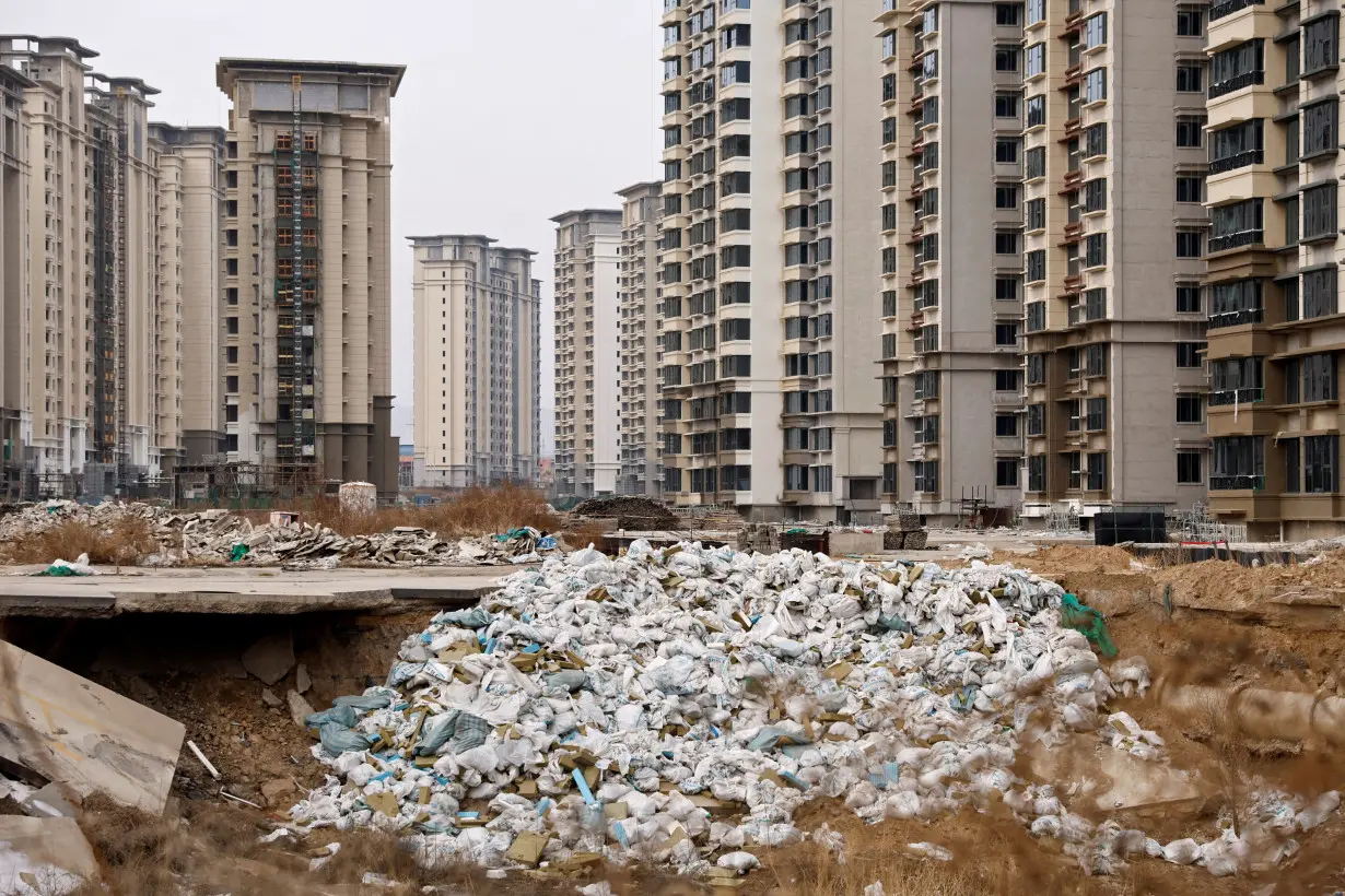 FILE PHOTO: Unfinished residential development by China Evergrande Group, in the outskirts of Shijiazhuang