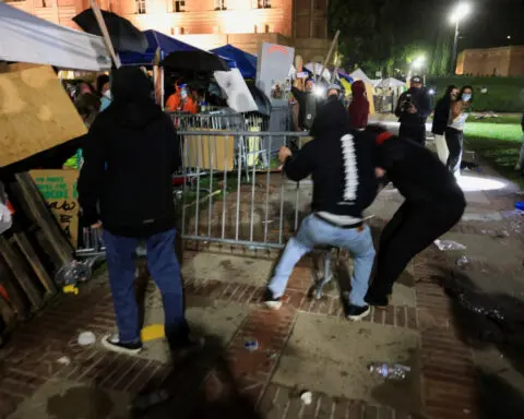 Clashes erupt on UCLA campus between pro-Palestinian supporters and counter-protesters