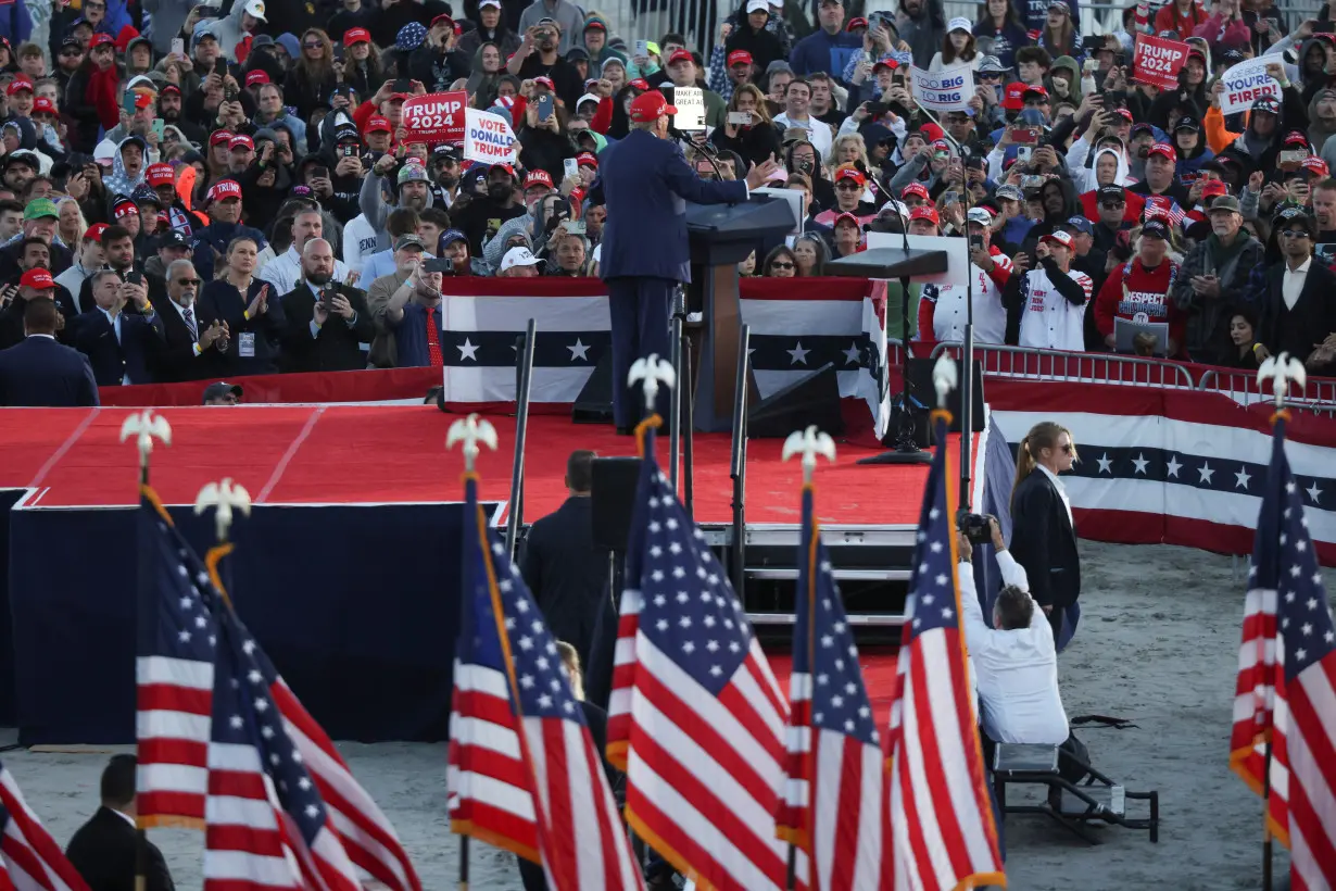 Campaign rally for former U.S. President and Republican presidential candidate Trump, in Wildwood