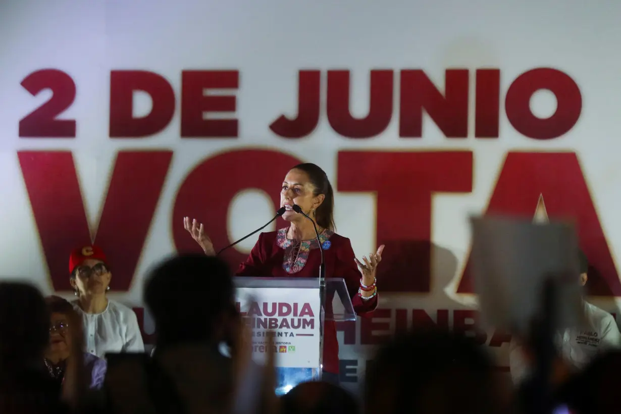 Presidential candidate Claudia Sheinbaum holds a campaign rally in Mexico City