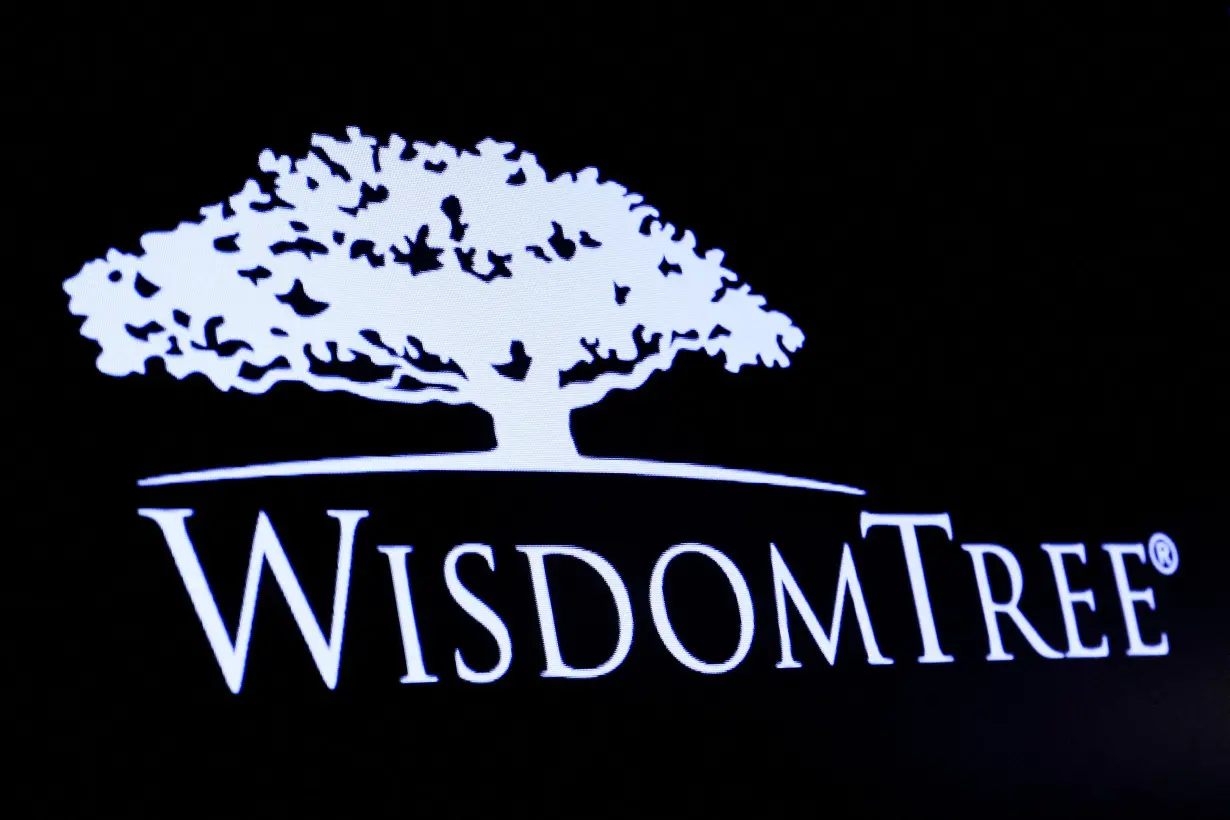 FILE PHOTO: A screen displays the logo for WisdomTree following its debut on the floor of the NYSE in New York