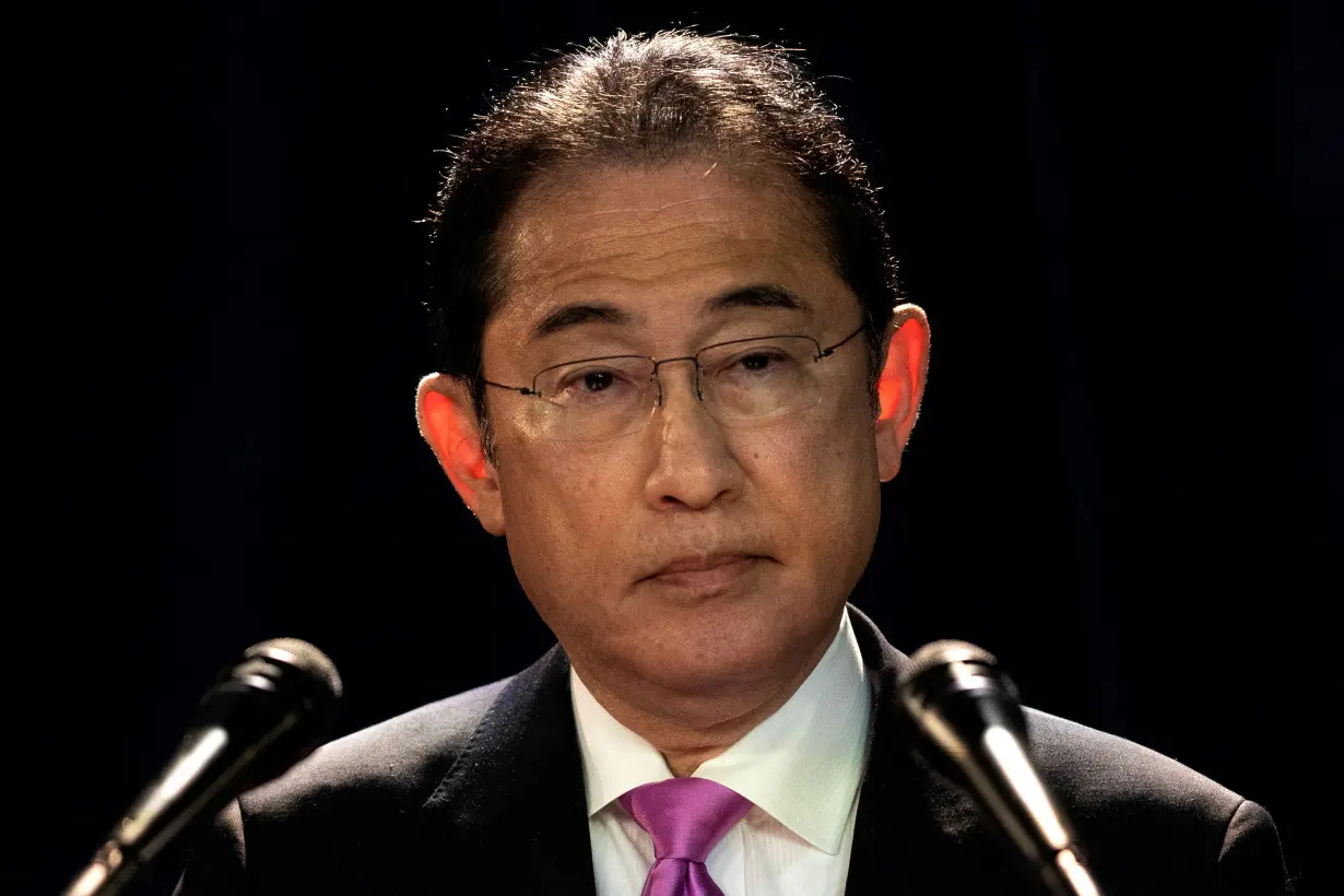FILE PHOTO: Japan's Prime Minister Fumio Kishida attends a news conference in Sao Paulo