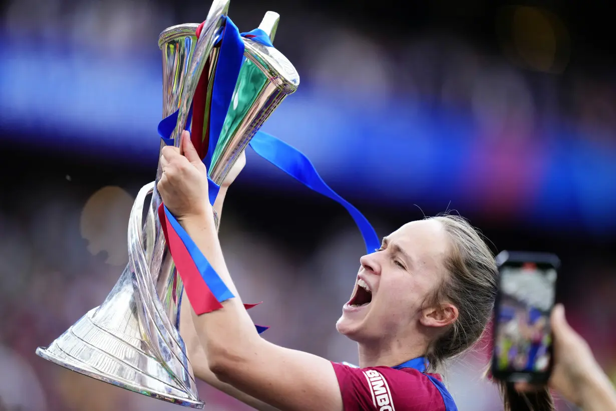 UEFA celebrates growth of women's soccer as Barcelona lifts another Women's Champions League trophy