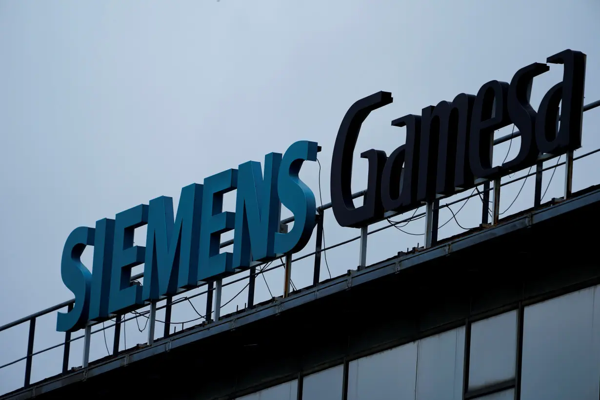 Siemens Gamesa sign displayed at headquarters in Zamudio