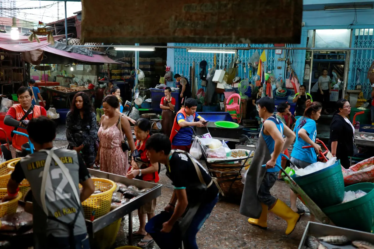 A general view of Khlong Toei fresh market during rush hour in Bangkok