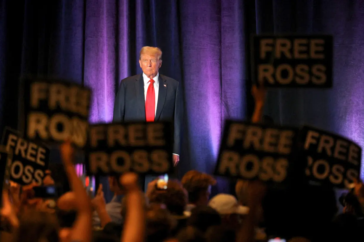 Former U.S. President and Republican presidential candidate Trump attends the Libertarian Party's national convention, in Washington