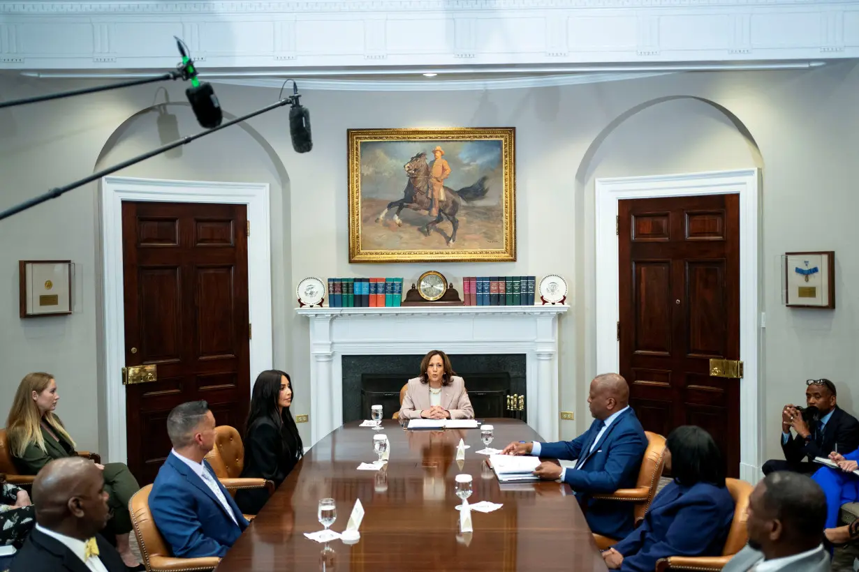 U.S. Vice President Kamala Harris speaks during criminal justice roundtable