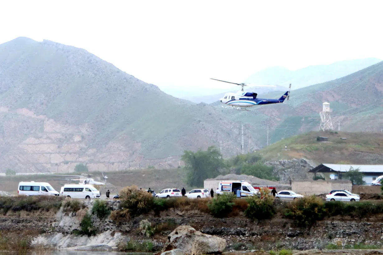 The helicopter carrying Iran's President Ebrahim Raisi takes off, before it crashed, in border of Iran and Azerbaijan