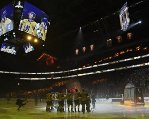 Golden Knights raise Stanley Cup championship banner before season opener