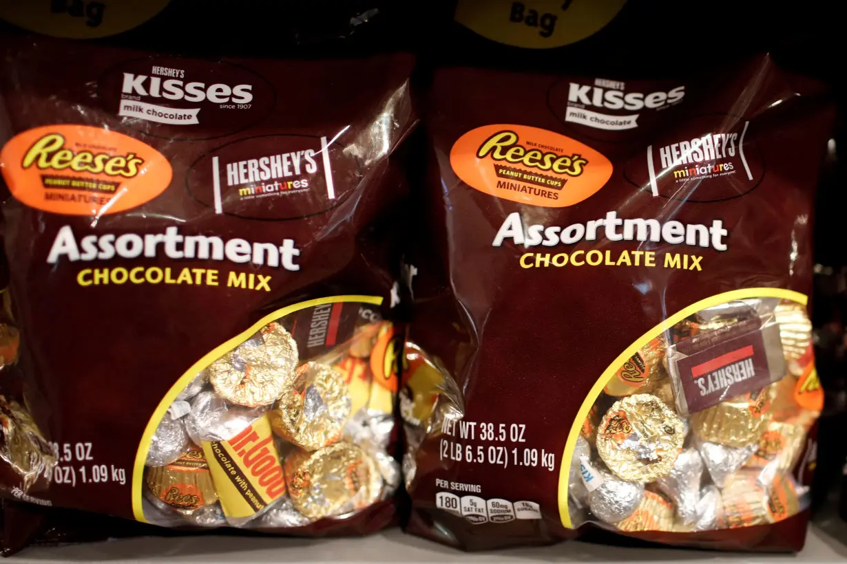 FILE PHOTO: Assorted Hershey's chocolate candies are seen displayed for sale in a shop in New York City