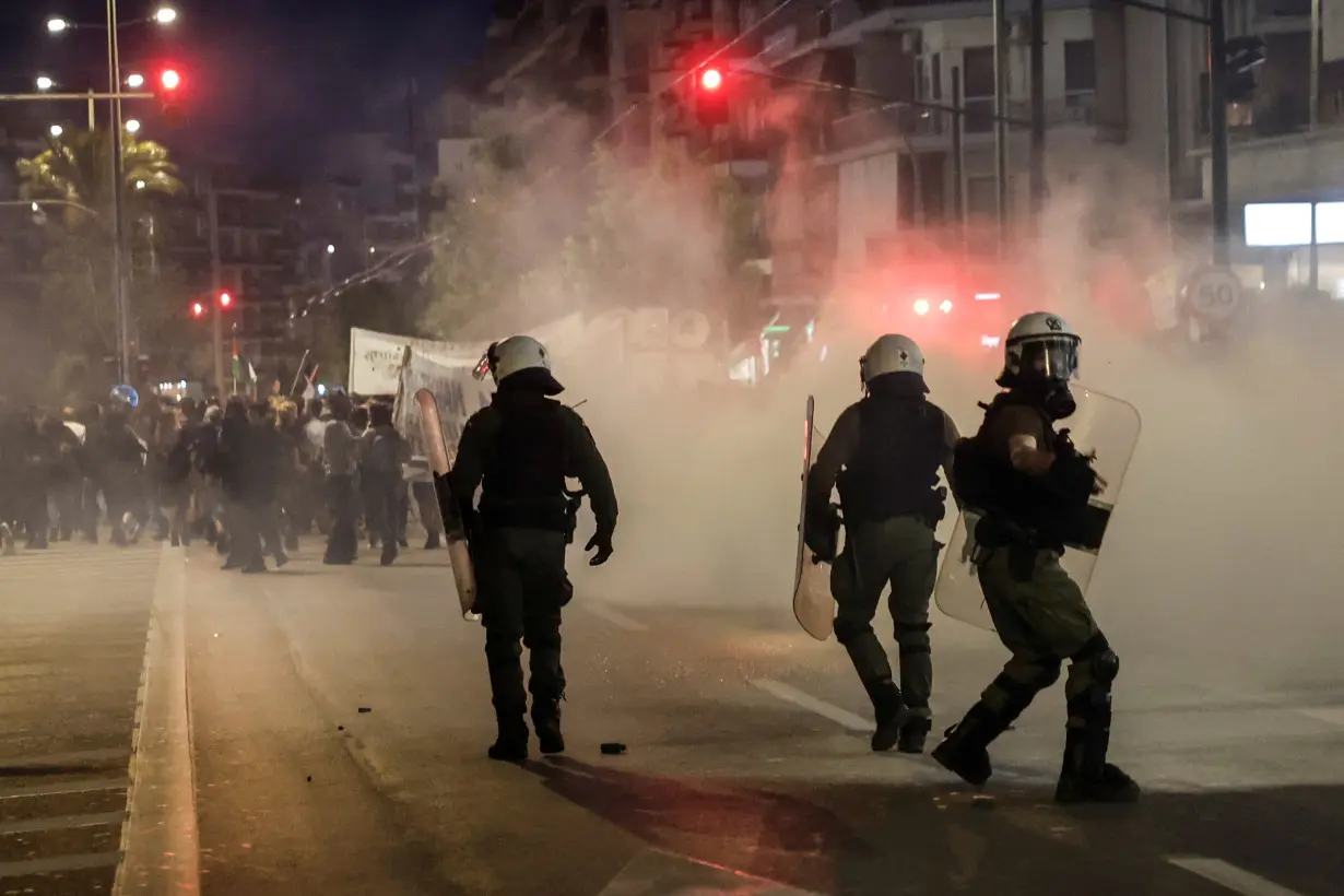 Pro-Palestinian protest in front of the Israeli embassy in Athens