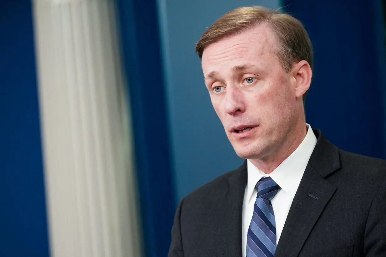 FILE PHOTO: White House National Security Advisor Jake Sullivan speaks at the White House in Washington