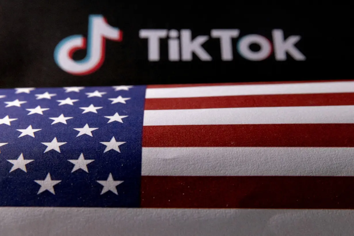 FILE PHOTO: Illustration shows U.S. flag and TikTok logo