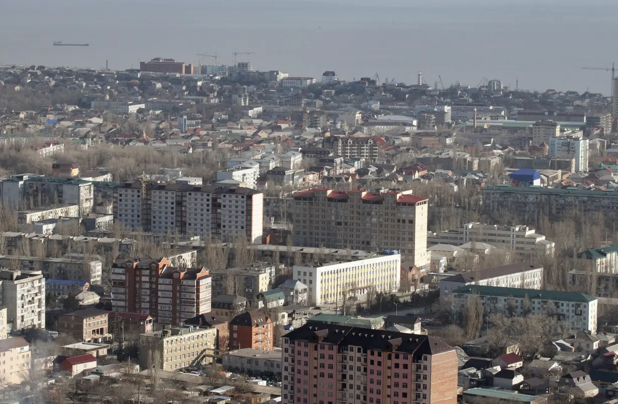 FILE PHOTO: Aerial view of Dagestan capital of Makhachkala