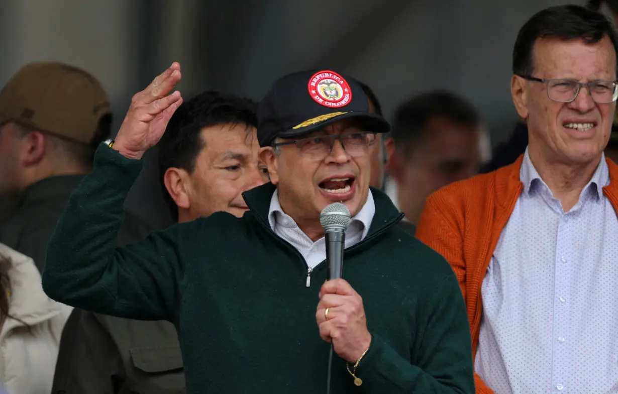 Supporters of Colombia's President Petro march in support of reforms proposed by his government, in Bogota