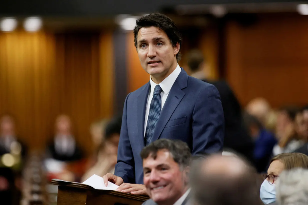 FILE PHOTO: Canada's Prime Minister Justin Trudeau speaks in the House of Commons on Parliament Hill in Ottawa