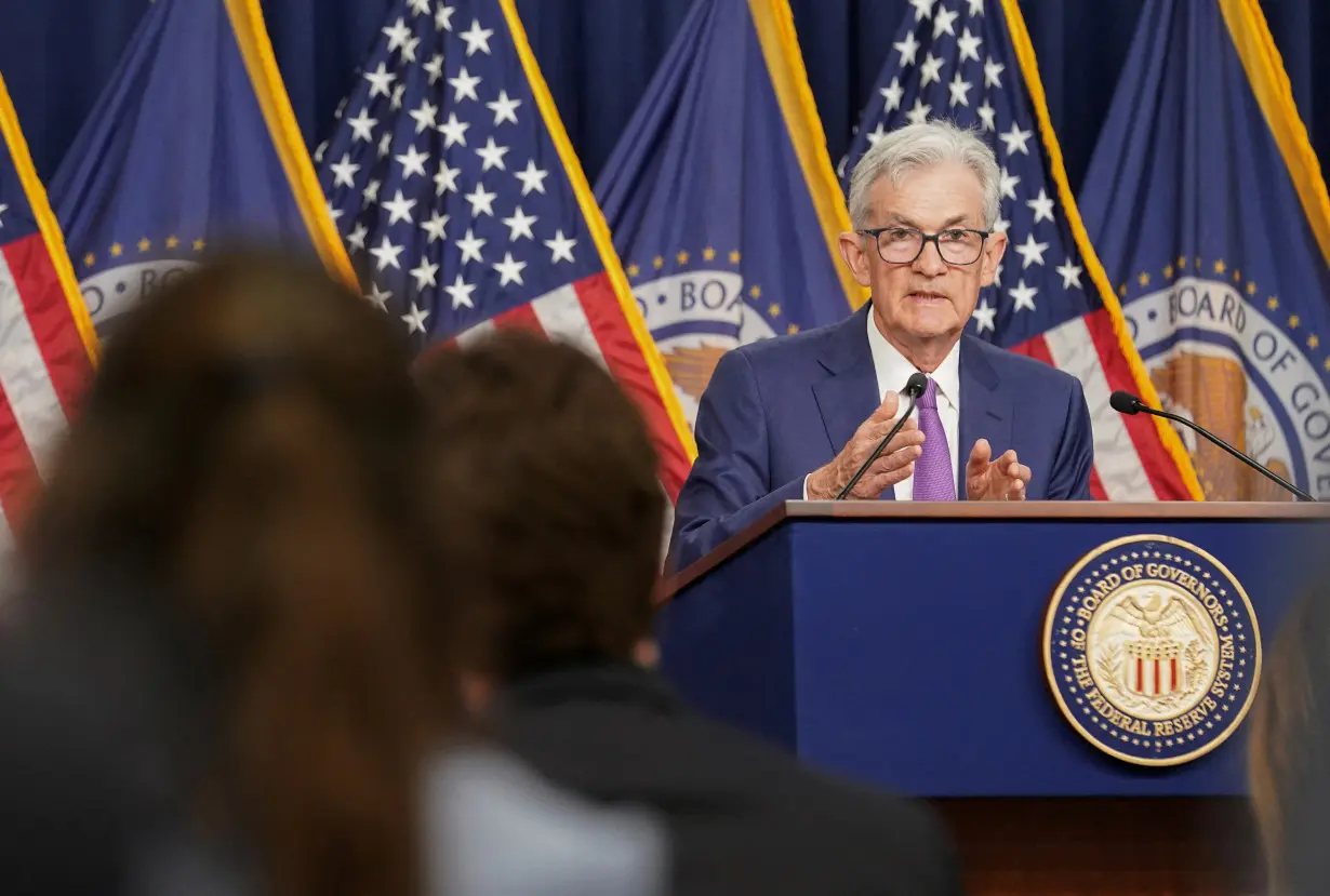 FILE PHOTO: Fed Chair Powell speaks at a press conference in Washington