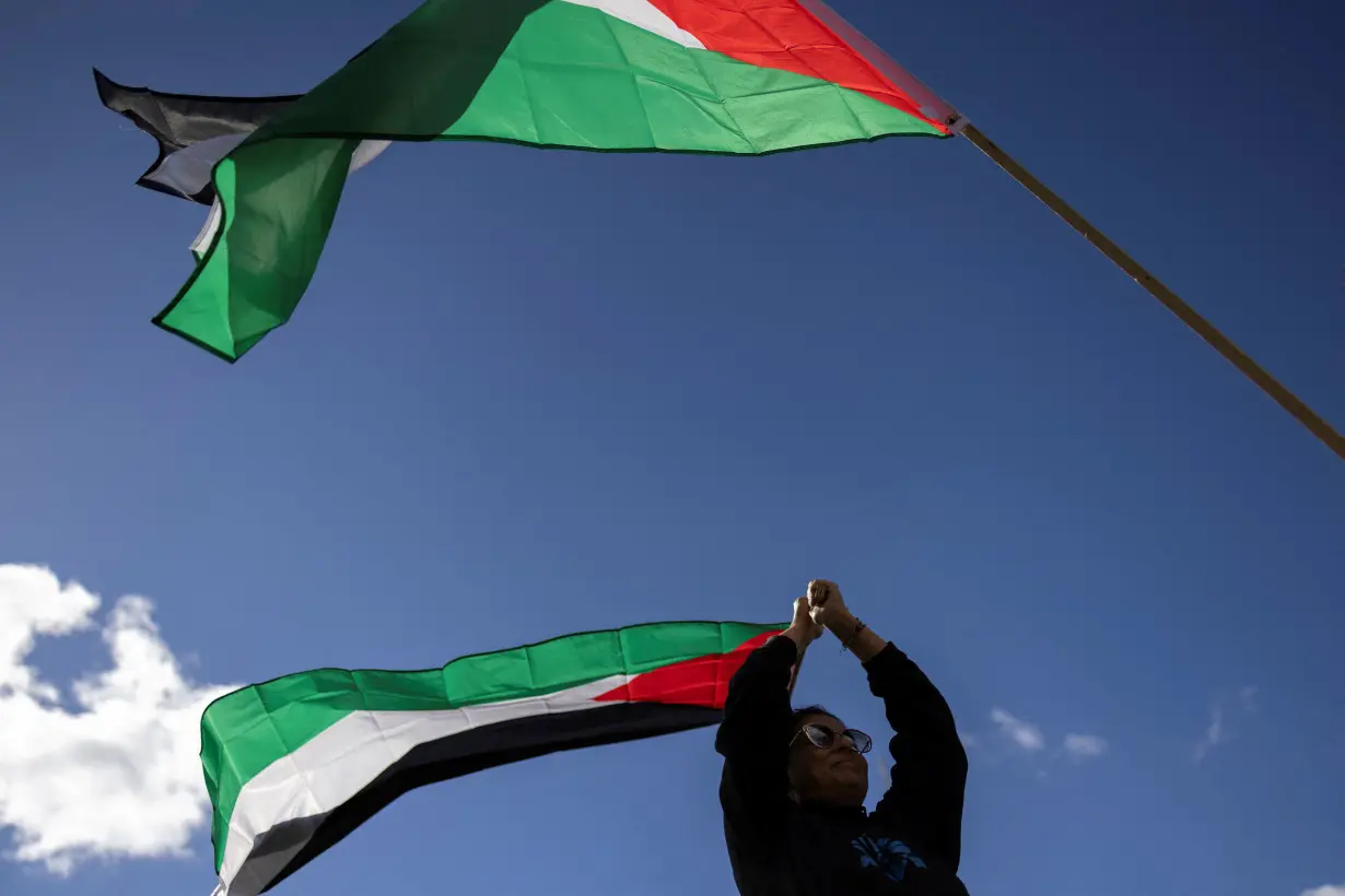 Rally in support of Palestinians amid the conflict between Israel and the Palestinian Islamist group Hamas in New York