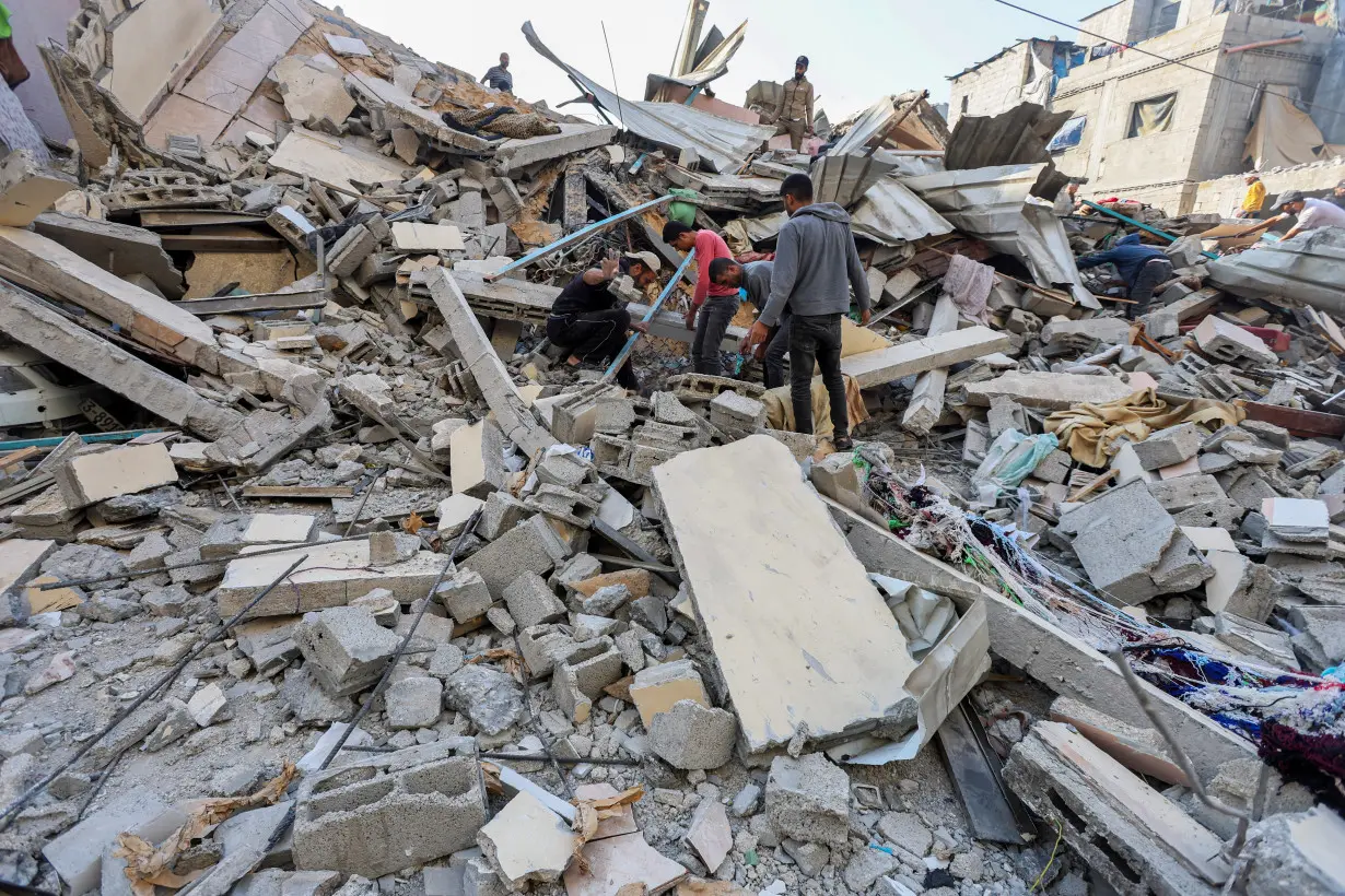 Aftermath of an Israeli strike on a house in Nuseirat, central Gaza Strip