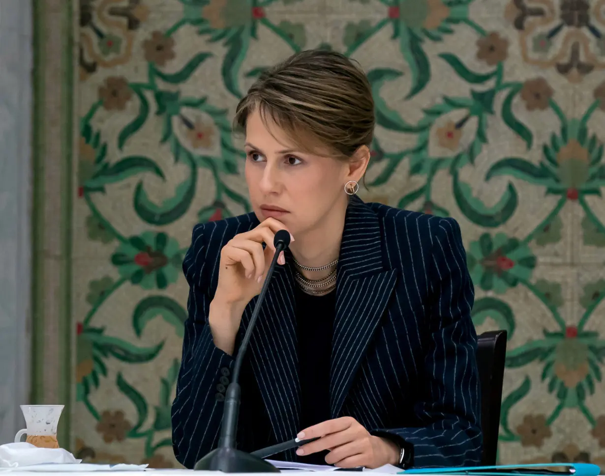 Asma Assad, wife of Syrian President Bashar al-Assad, meets with humanitarian and business groups in Damascus