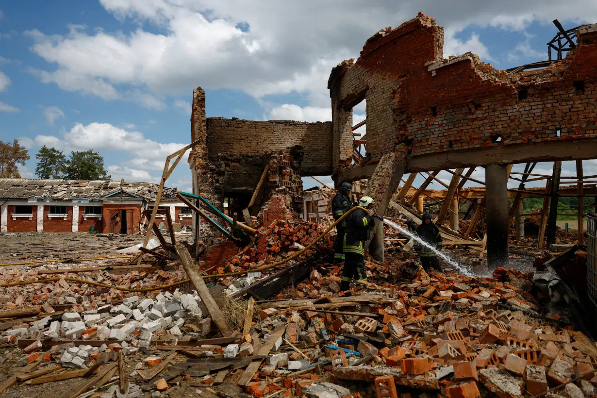 Aftermath of a Russian missile strike outside of Kharkiv