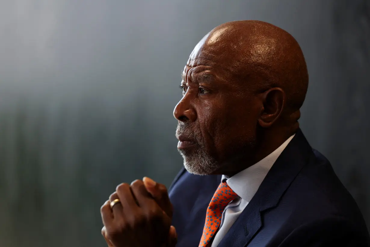 FILE PHOTO: Governor of the South African Reserve Bank, Lesetja Kganyago, looks on during an interview with Reuters in Centurion