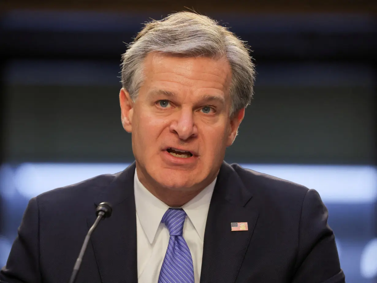 FILE PHOTO: FBI Director Wray testifies before Senate Judiciary Committee on Capitol Hill in Washington