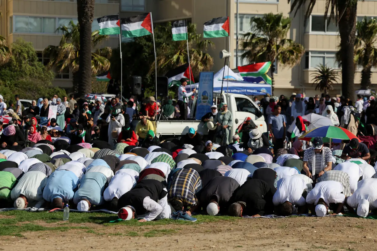 FILE PHOTO: People attend a demonstration in support of Palestinians, in Cape Town