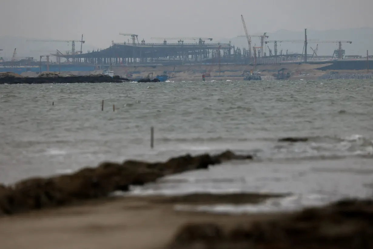 FILE PHOTO: Construction of Xiang'an International Airport in China's Xiamen as seen from Kinmen