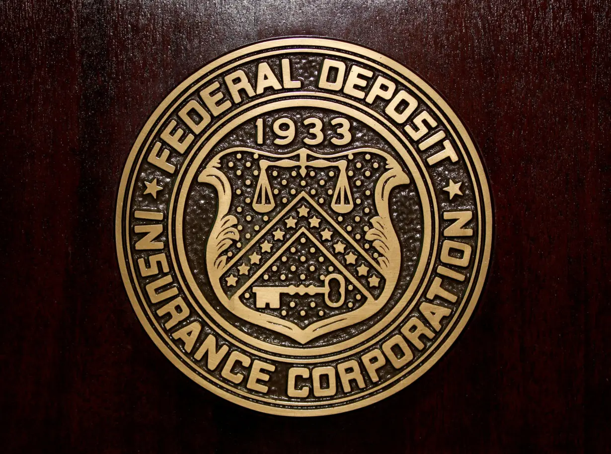 FILE PHOTO: The Federal Deposit Insurance Corp logo is seen at the FDIC headquarters in Washington
