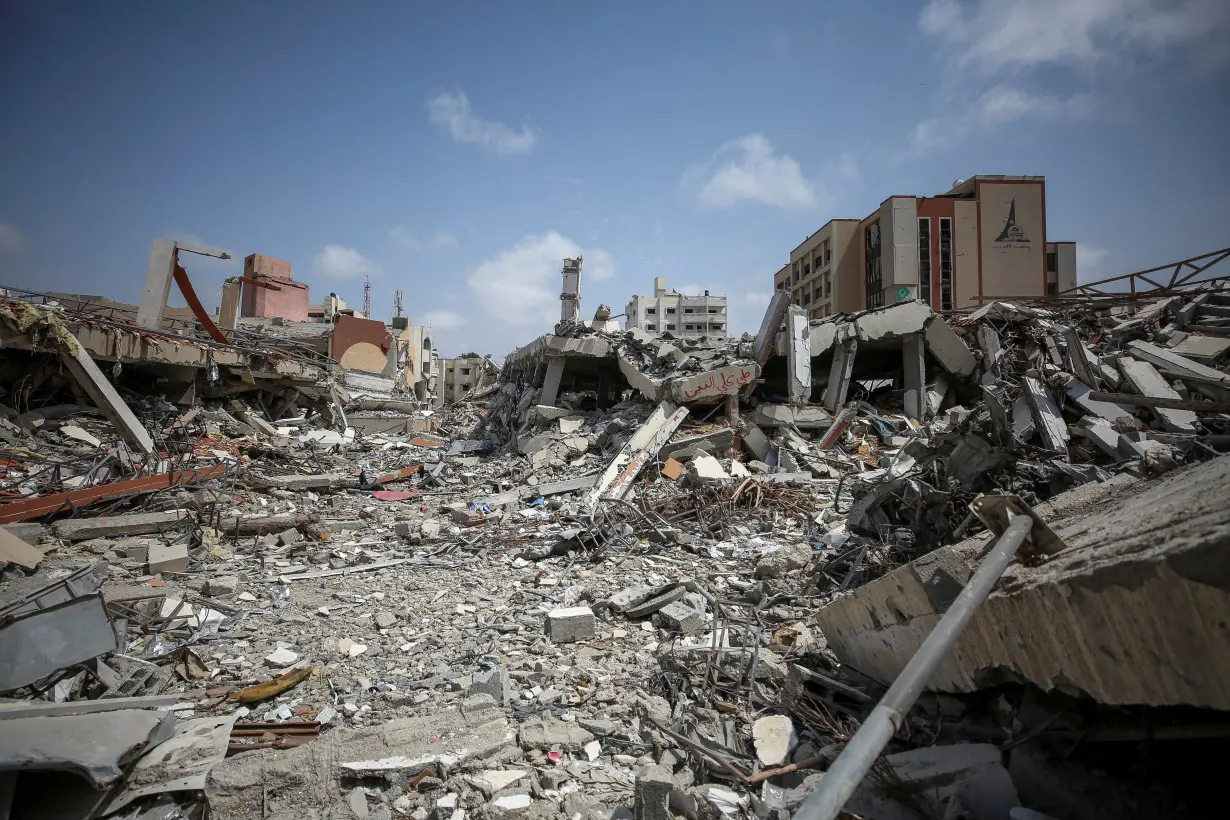 Buildings of Al-Aqsa University lie in ruin after it was destroyed during Israel's military offensive, in Gaza City