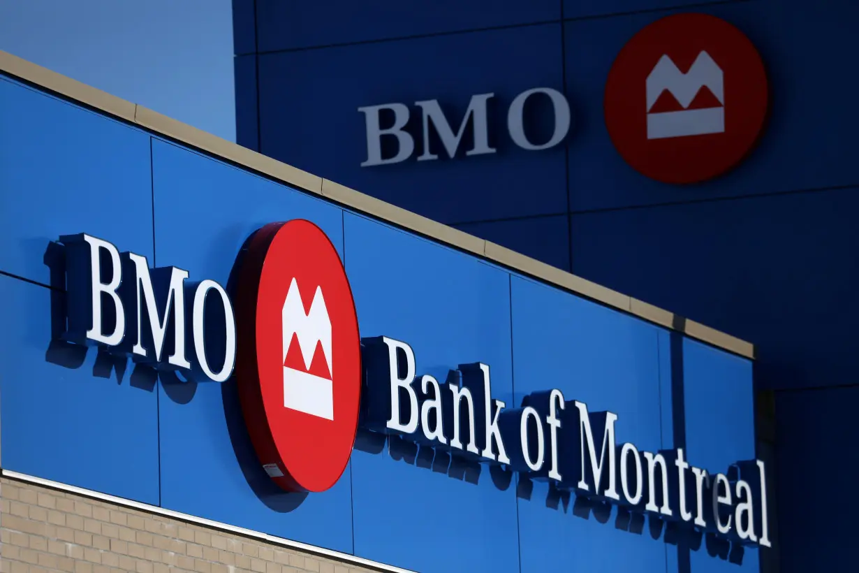 A Bank of Montreal logo is seen outside of a branch in Ottawa