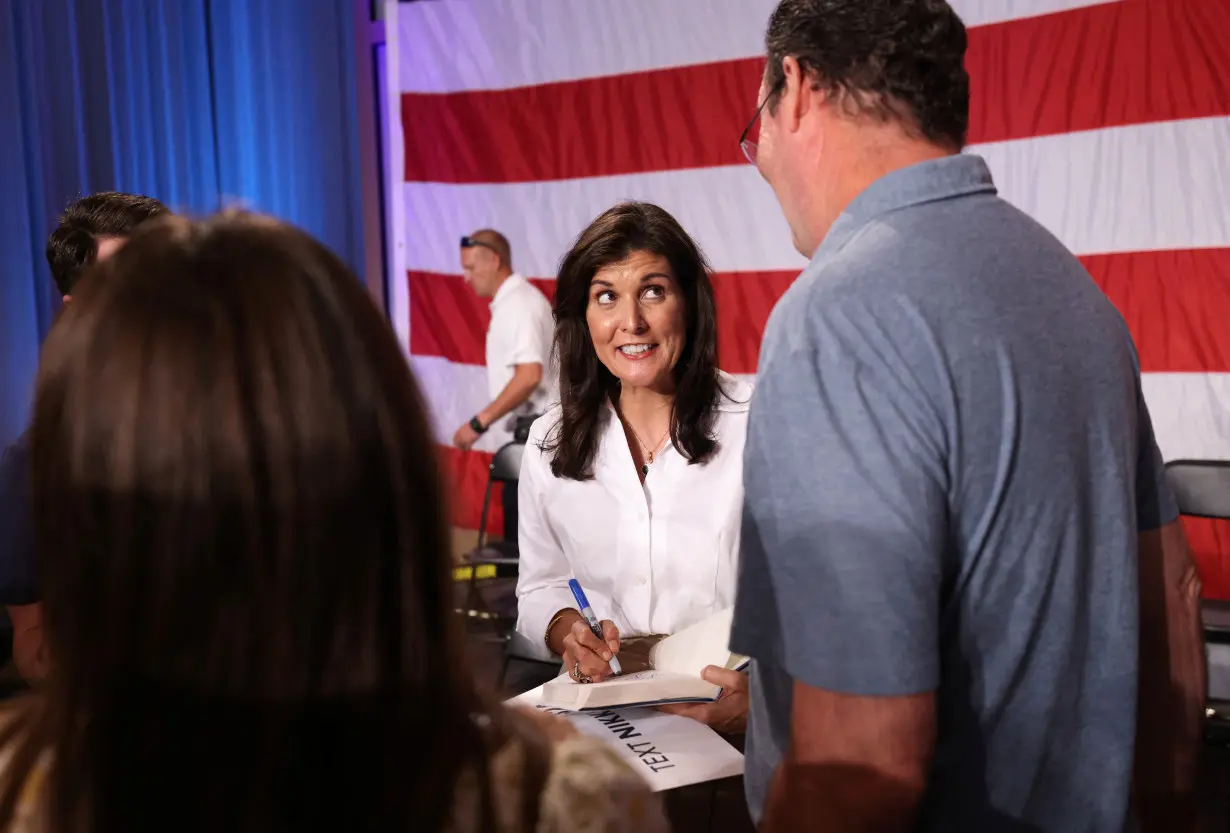 U.S. Republican presidential candidate Nikki Haley attends a town hall in Indian Land